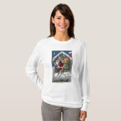 窓に上るクリスマスGreetingSanta Tシャツ (正面フル)