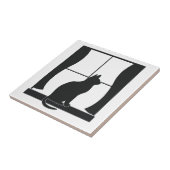 窓に坐るシルエットの猫 タイル (側面)