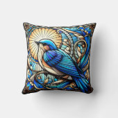 窓に止まっていたエテリアブルーの鳥 クッション (裏面)