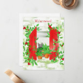 窓に猫を入れる新しいホームフラットノートカード ノートカード (正面/裏面インサイチュ)