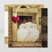 窓に白いハトVALENTINE DAY MONOGRAM,ブラウン シーズンカード (正面/裏面)