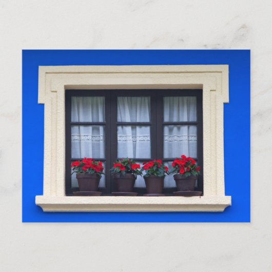 窓に花が咲く住宅 ポストカード (正面)