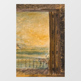 窓に貼るステッカー - 海の景色 アクリル画 on 木 ウィンドウサイン