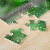 窓に雨が滴る赤いチューリップ ジグソーパズル (側面)