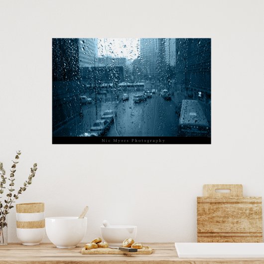 窓に雨が降る ポスター (キッチン)