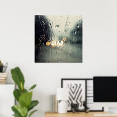 窓に雨が降る ポスター (ホームオフィス)