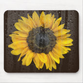 窓に雨粒が付いたひまわり マウスパッド (正面)