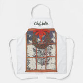 窓に飾られた雪の降るクリスマスのリース, 雪 エプロン (正面)