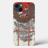 窓に飾られた雪の降るクリスマスのリース Case-Mate iPhoneケース (裏面)