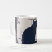 窓に黒猫のマグカップ コーヒーマグカップ (正面左)