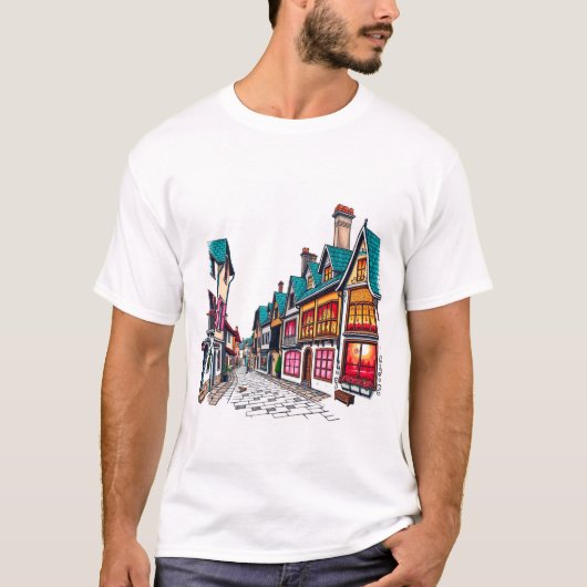 窓のあるハ白熱［赤熱］光を放つウス Tシャツ (正面)