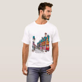 窓のあるハ白熱［赤熱］光を放つウス Tシャツ (正面フル)