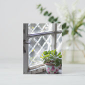 窓のかわいらし水彩植物 ポストカード (スタンド正面)