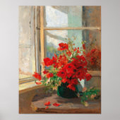窓のそばのポピーの花束 ポスター (正面)