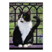 窓のオリジナル動物絵画アートに登場するタキシード猫 (正面)