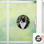 窓のオリジナル動物絵画アートに登場するタキシード猫 ウィンドウサイン (ホーム)