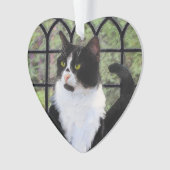 窓のオリジナル動物絵画アートに登場するタキシード猫 オーナメント (正面)