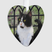 窓のオリジナル動物絵画アートに登場するタキシード猫 オーナメント (正面)