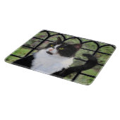 窓のオリジナル動物絵画アートに登場するタキシード猫 カッティングボード (角)