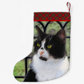 窓のオリジナル動物絵画アートに登場するタキシード猫 スモールクリスマスストッキング (裏面)