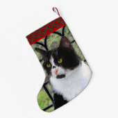 窓のオリジナル動物絵画アートに登場するタキシード猫 スモールクリスマスストッキング (裏面 (吊り時))