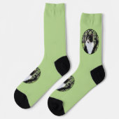 窓のオリジナル動物絵画アートに登場するタキシード猫 ソックス (左)