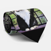 窓のオリジナル動物絵画アートに登場するタキシード猫 ネクタイ (ロール)