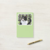 窓のオリジナル動物絵画アートに登場するタキシード猫 ポストイット (デスク上)