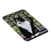 窓のオリジナル動物絵画アートに登場するタキシード猫 マグネット (右側)