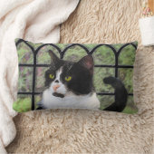 窓のオリジナル動物絵画アートに登場するタキシード猫 ランバークッション (ブランケット)