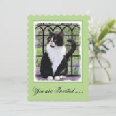 窓のオリジナル動物絵画アートに登場するタキシード猫 招待状 (スタンド正面)