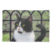 窓のオリジナル動物絵画アートに登場するタキシード猫 枕カバー (裏面)