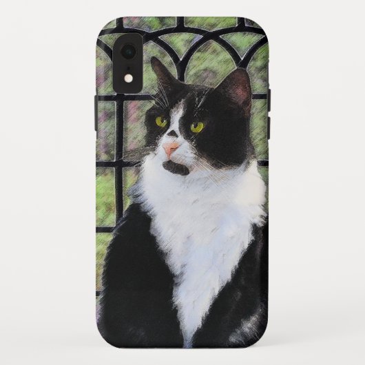 窓のオリジナル動物絵画アートに登場するタキシード猫 Case-Mate iPhoneケース (裏面)