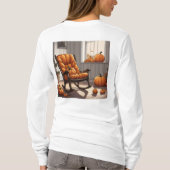 窓のカボチャ白い長袖Tシャツ Tシャツ (裏面)