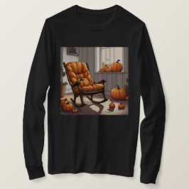 窓のカボチャ黒の長袖Tシャツ Tシャツ