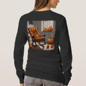 窓のカボチャ黒の長袖Tシャツ Tシャツ (裏面)