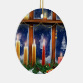 窓のクリスマスのオーナメントの蝋燭 セラミックオーナメント (右)