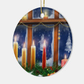 窓のクリスマスのオーナメントの蝋燭 セラミックオーナメント (左)