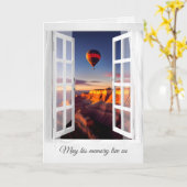 窓のグランドキャニオン越しに熱気球 カード (黄色い花)