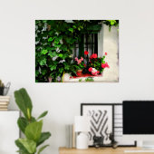 窓のグレープブのまわりにンとゲラニウム ポスター (ホームオフィス)