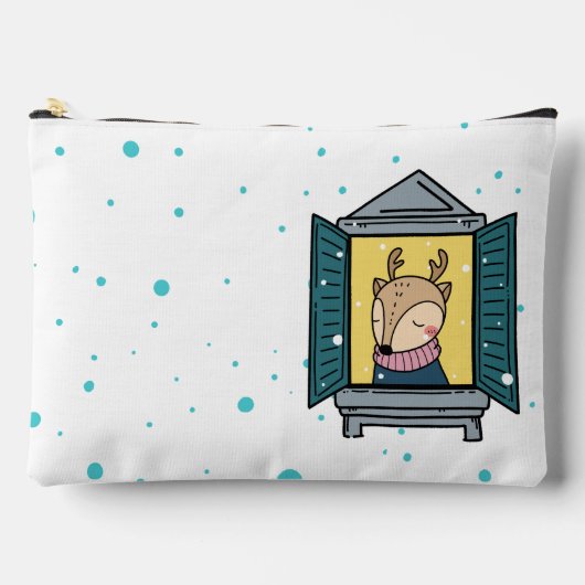 窓のトナカイ アクセサリーポーチ (正面)