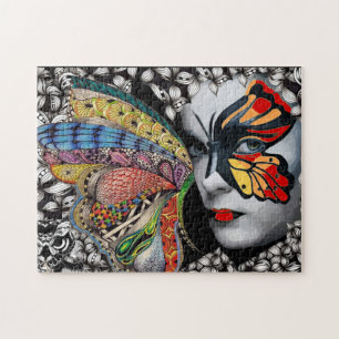 窓のパズルの蝶 ジグソーパズル