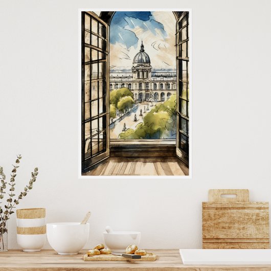 窓のポスターを通してルーブル ポスター (キッチン)