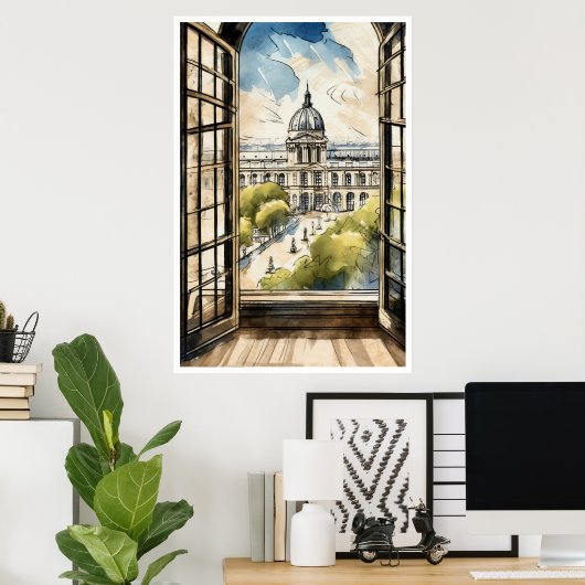 窓のポスターを通してルーブル ポスター (ホームオフィス)