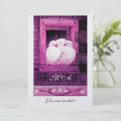 窓のモノグラム氷メタリックの白い鳩 招待状 (スタンド正面)