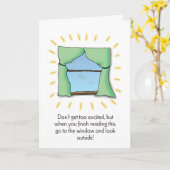 窓のユーモアのあるなバースデー・カードに行って下さい カード (黄色い花)