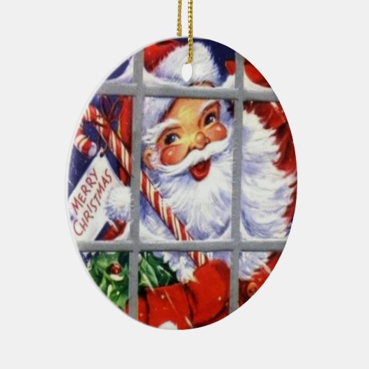 窓のヴィンテージのオーナメントのサンタ セラミックオーナメント (右)
