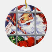 窓のヴィンテージのオーナメントのサンタ セラミックオーナメント (正面)