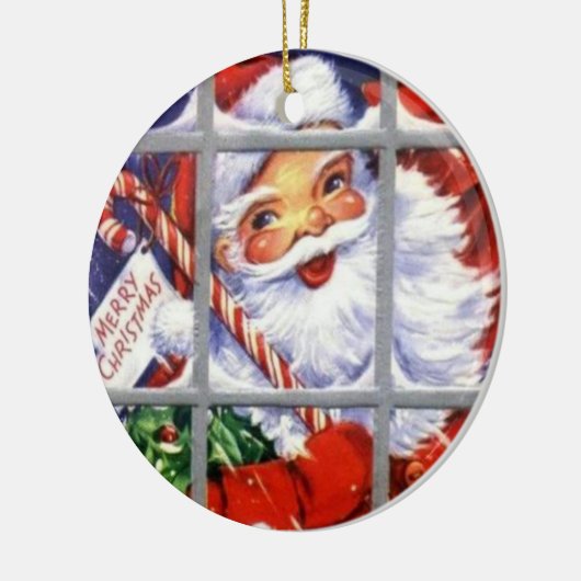 窓のヴィンテージのオーナメントのサンタ セラミックオーナメント (左)