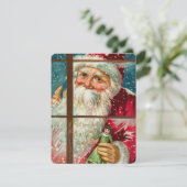 窓のヴィンテージクリスマスサンタクロース シーズンカード (スタンド正面)